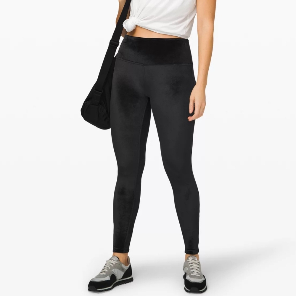 new Lululemon Athletica Rare Black Velvet Align Lounge High Rise Leggings 4